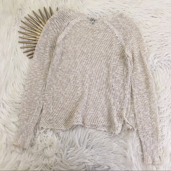 🎉SOLD🎉Tahari Crochet Beige Linen Cotton Sweater - Picture 5 of 5